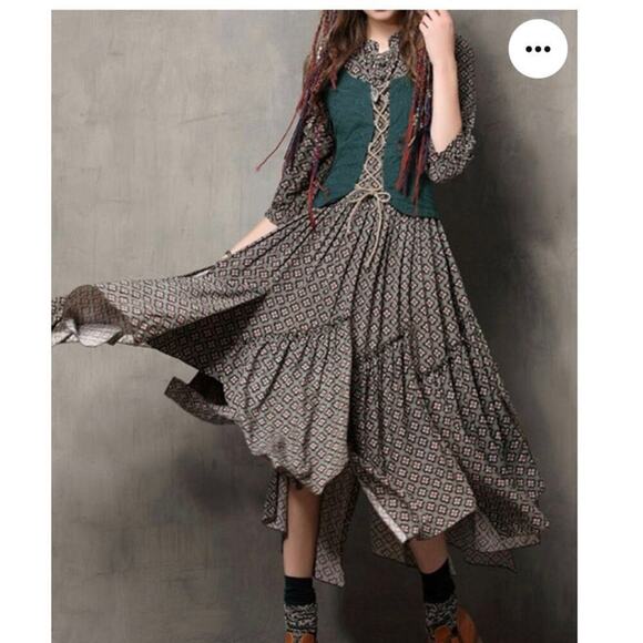 Vicky and Lucas Bohemian Printed Prairie Maxi Dress Women's Size XS - Picture 2 of 12